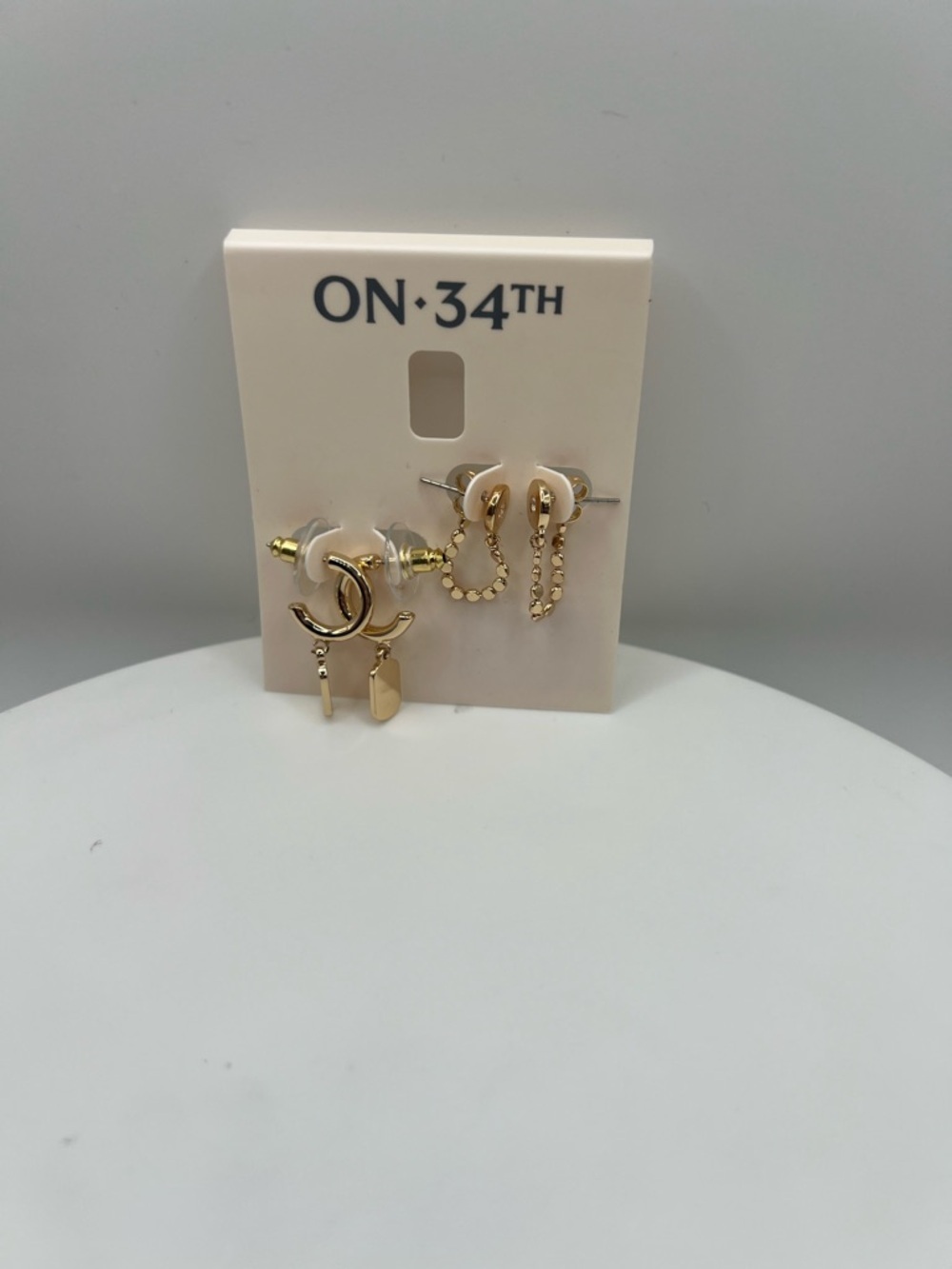 On 34th Gold Multi-Style Women’s Earring Set
